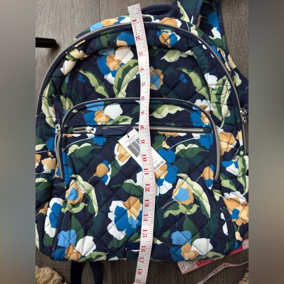 Vera Bradley Campus Backpack In Immersed Blooms Performance Twill Blue Green NWT - Picture 10 of 12